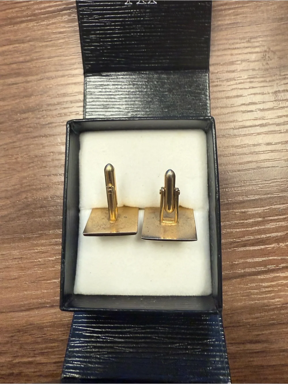 Vintage SWANK Gold Square Cufflinks with Diamond Grid Detail